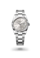 Rolex Brand Oyster Perpetual Watch With Stainless Steel Chain - Quality Timepiece Featuring Date Function And Radium Details For Enhanced Visibility - Black