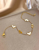 Minimalist Gold Plated Heart Charm Bracelet in Stainless Steel Finish