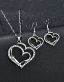 Elegant Sparkling Rhinestone Heart Shape Necklace Set for Girls