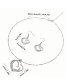 Elegant Sparkling Rhinestone Heart Shape Necklace Set for Girls